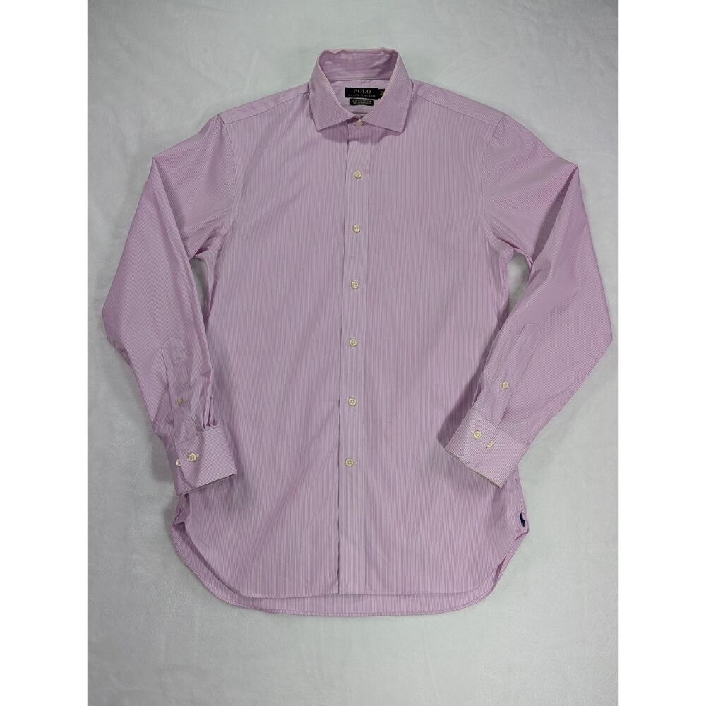 Polo Ralph Lauren Sz 15 32/33 Slim Fit Easy Care 100% Cotton Stretch Pink/White